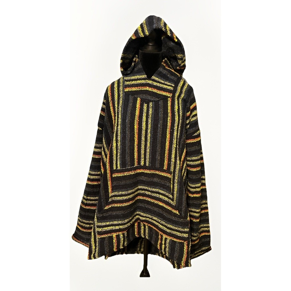 Franks Textiles Men's XL Pullover Hoodie Baja Black/Red/Yellow/Green